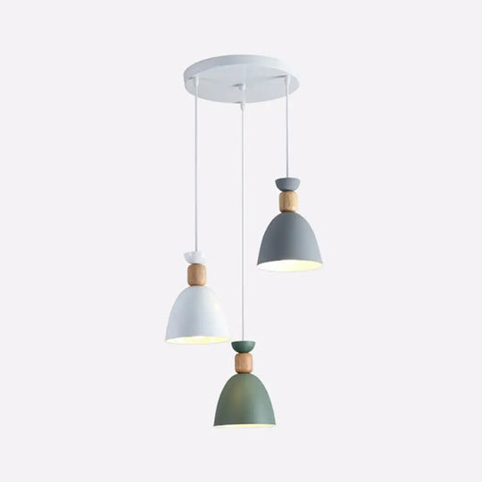 Nordic-Style Goblet Pendant Light Fixture With Metal Shade For Dining Room White-Grey-Green / Round