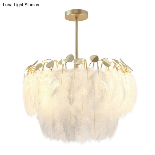 Nordic Style Gold Feather Nursery Pendant Chandelier Light Fixture