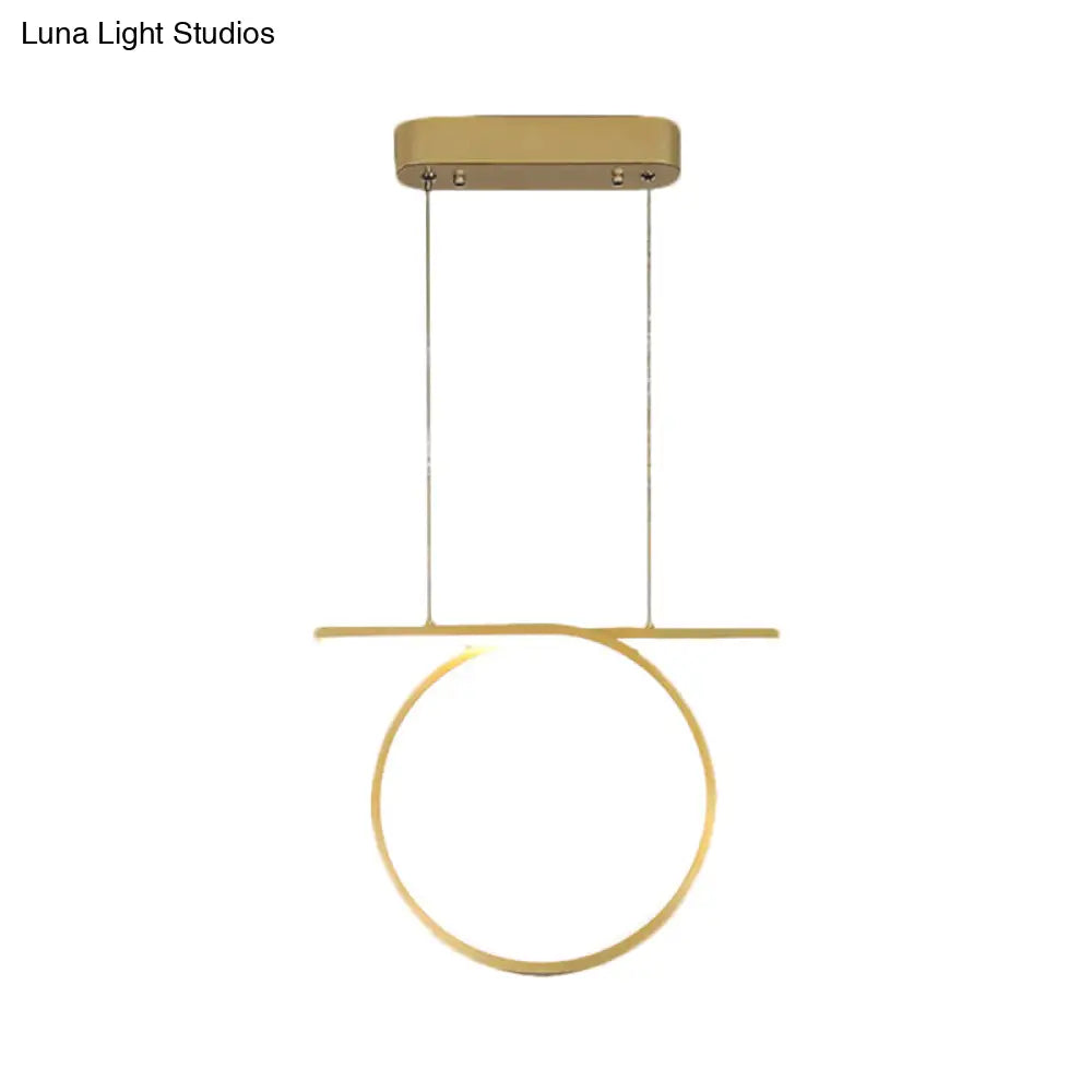 Nordic Style Gold Led Pendant Light For Dining Hall - Ring Suspension Lighting