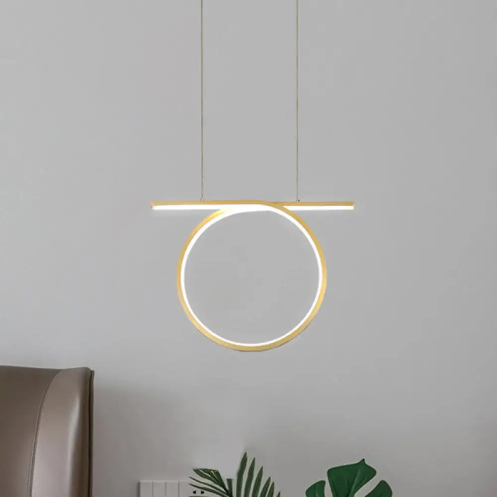 Nordic Style Gold Led Pendant Light For Dining Hall - Ring Suspension Lighting