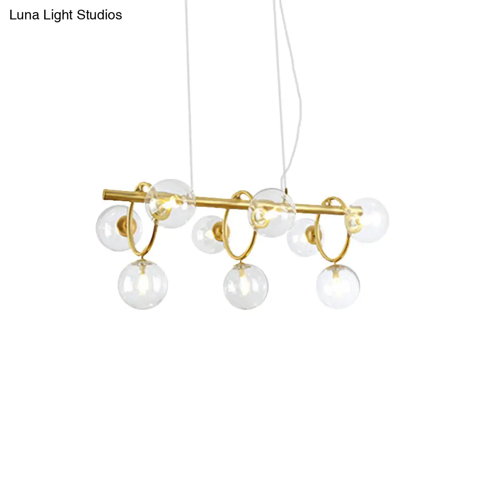 Nordic Style Gold Pendant Light With Clear/Cognac Glass - Bubble Island Lighting 9 Lights