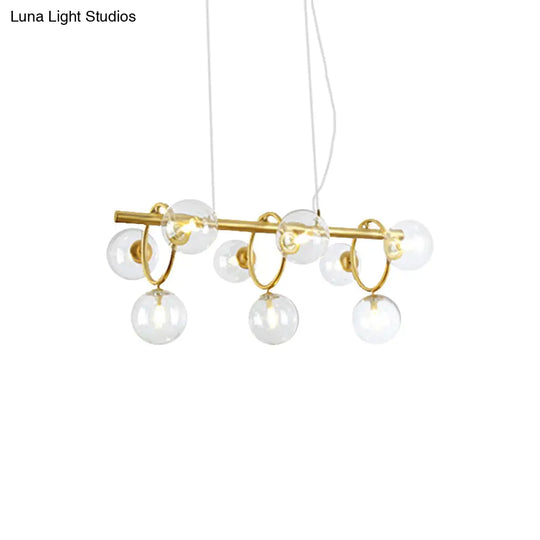 Nordic Style Gold Pendant Light With Clear/Cognac Glass - Bubble Island Lighting 9 Lights