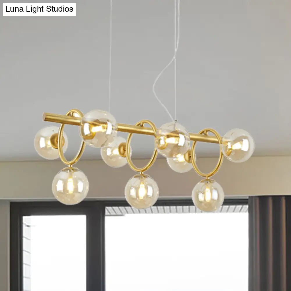 Nordic Style Gold Pendant Light With Clear/Cognac Glass - Bubble Island Lighting 9 Lights