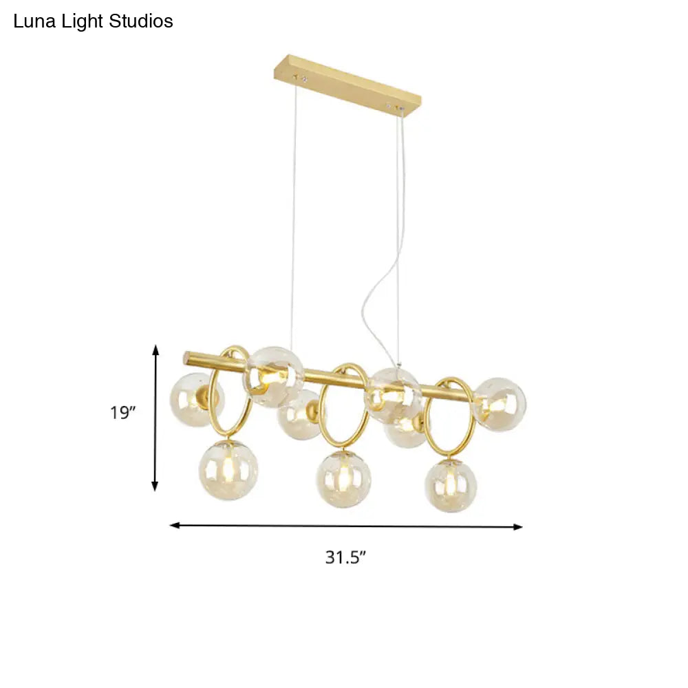 Nordic Style Gold Pendant Light With Clear/Cognac Glass - Bubble Island Lighting 9 Lights