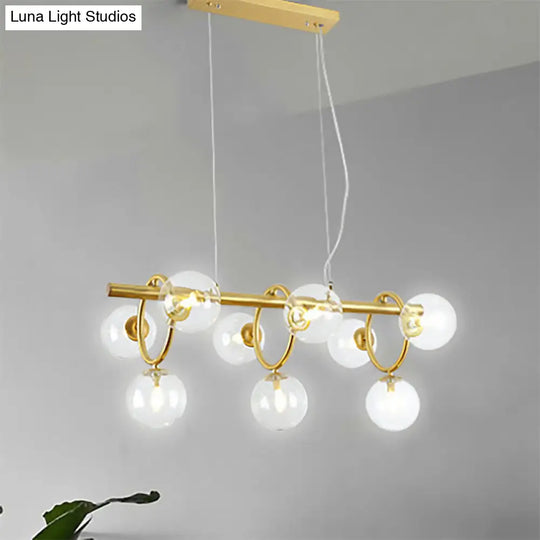 Nordic Style Gold Pendant Light With Clear/Cognac Glass - Bubble Island Lighting 9 Lights