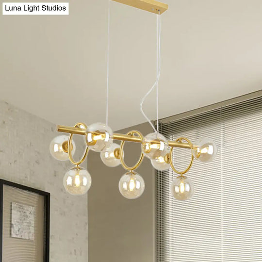 Nordic Style Gold Pendant Light With Clear/Cognac Glass - Bubble Island Lighting 9 Lights