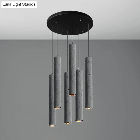 Nordic Style Grey Cement Cylinder Pendant Light For Dining Room Ceiling 6 / Large