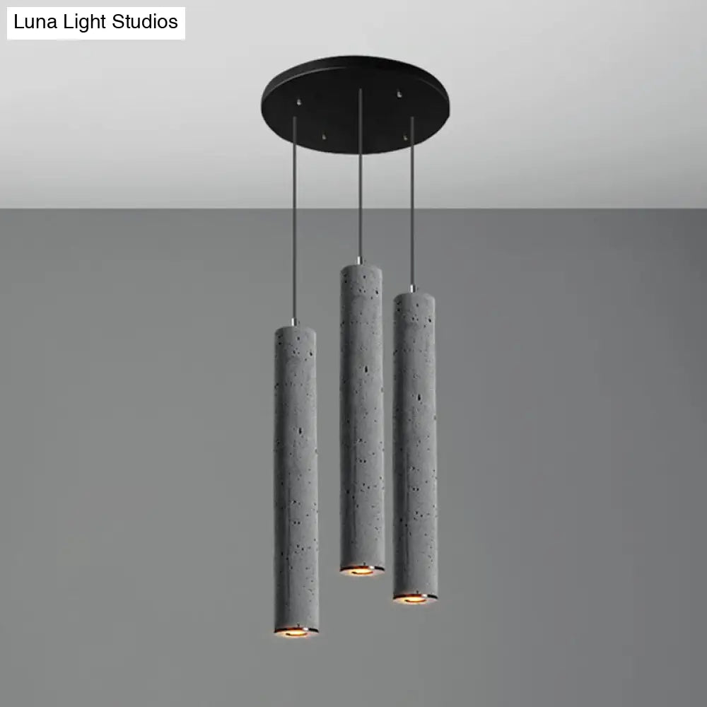 Nordic Style Grey Cement Cylinder Pendant Light For Dining Room Ceiling 3 / Large