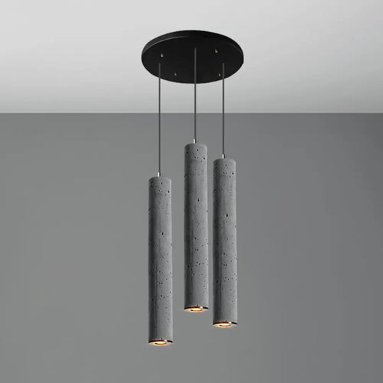 Nordic Style Grey Cement Cylinder Pendant Light For Dining Room Ceiling 3 / Large