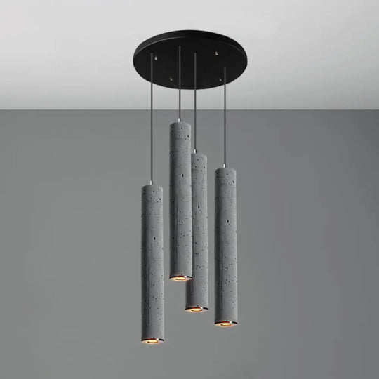 Nordic Style Grey Cement Cylinder Pendant Light For Dining Room Ceiling 4 / Large