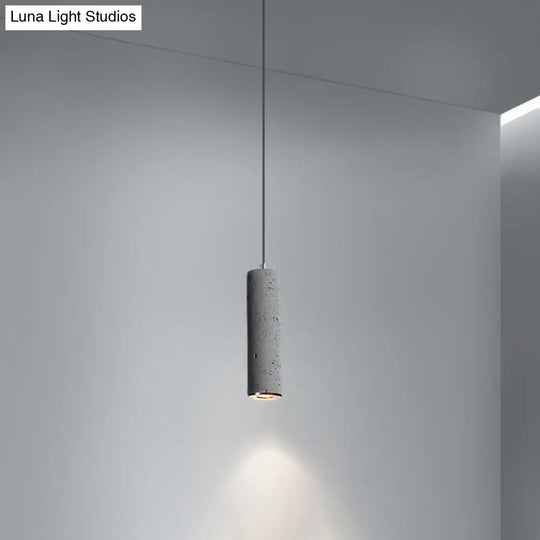 Nordic Style Grey Cement Cylinder Pendant Light For Dining Room Ceiling 1 / Small