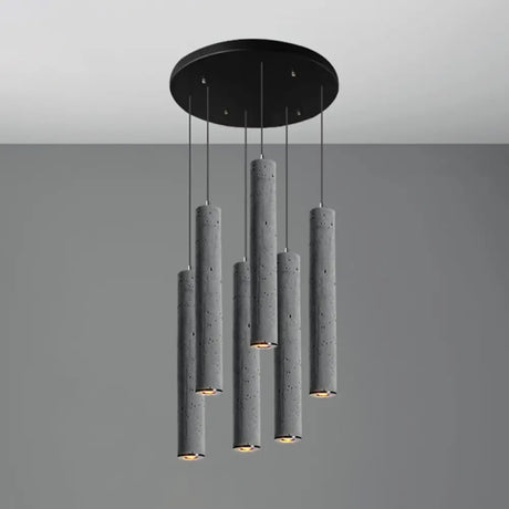 Nordic Style Grey Cement Cylinder Pendant Light For Dining Room Ceiling 6 / Large