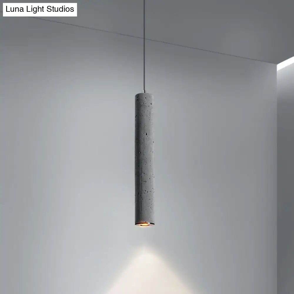 Nordic Style Grey Cement Cylinder Pendant Light For Dining Room Ceiling 1 / Large