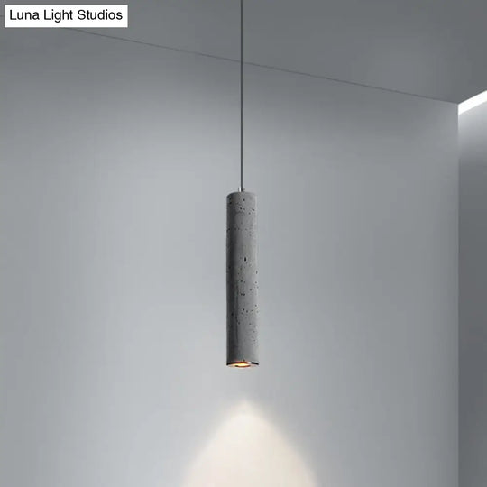 Nordic Style Grey Cement Cylinder Pendant Light For Dining Room Ceiling 1 / Medium