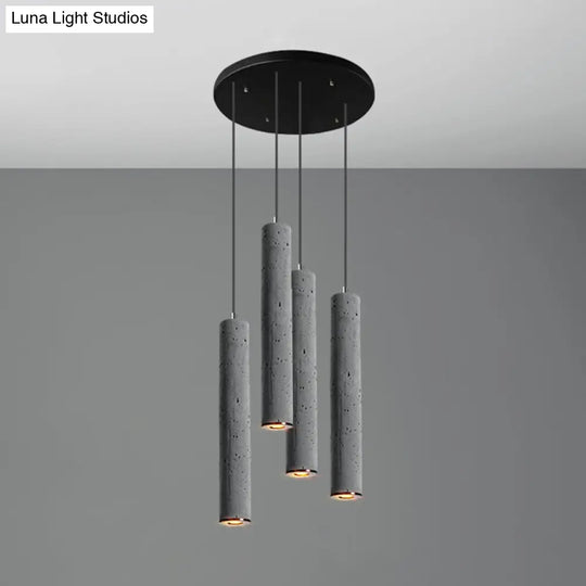 Nordic Style Grey Cement Cylinder Pendant Light For Dining Room Ceiling 4 / Medium