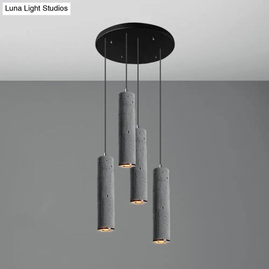 Nordic Style Grey Cement Cylinder Pendant Light For Dining Room Ceiling 4 / Small