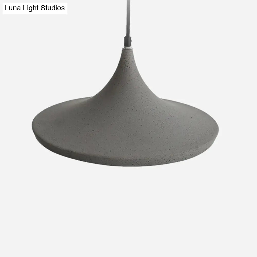 Nordic Style Grey Pendant Ceiling Light With Conical Cement Suspension - 1 Bulb