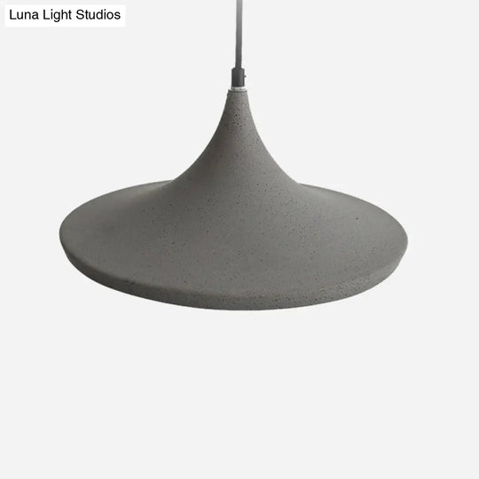 Nordic Style Grey Conical Cement Suspension Ceiling Light With 1 Bulb