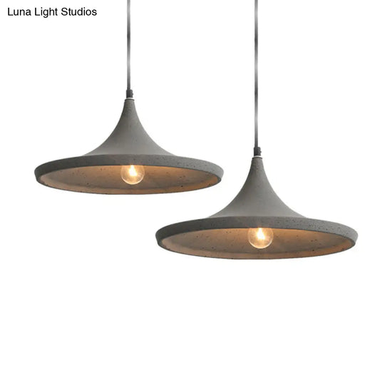 Nordic Style Grey Pendant Ceiling Light With Conical Cement Suspension - 1 Bulb