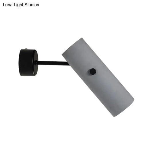 Nordic Style Grey Rotatable Wall Mounted Spotlight With Single-Bulb For Cement Cylinder Lighting