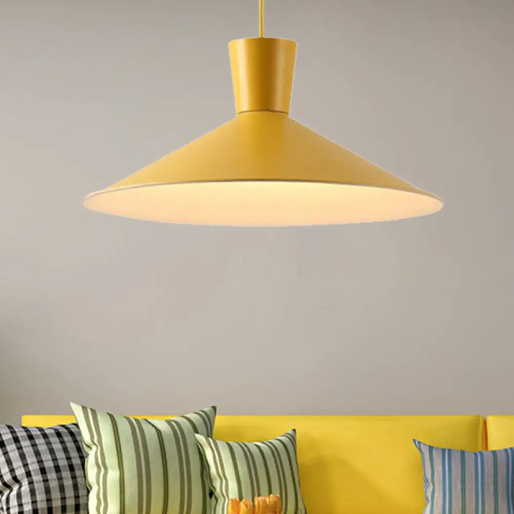 Nordic Style Iron Pendant Ceiling Light - Pink/Yellow/Blue Flared Design Perfect For Living Room