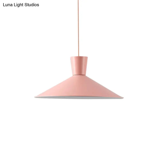 Nordic Iron Flared Pendant Ceiling Light - Pink/Yellow/Blue 1 Hanging Fixture For Living Room