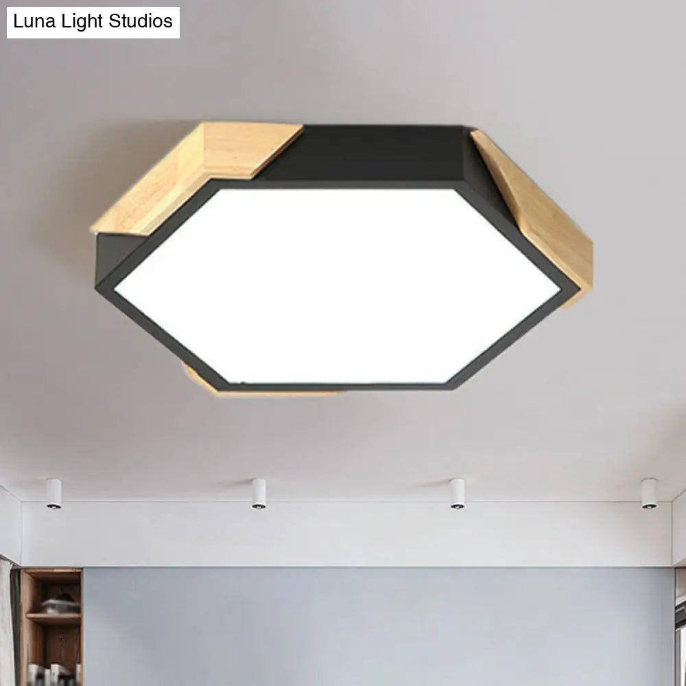 Nordic Style Led Acrylic Hexagon Flush Mount Ceiling Light For Bedroom Black / Small