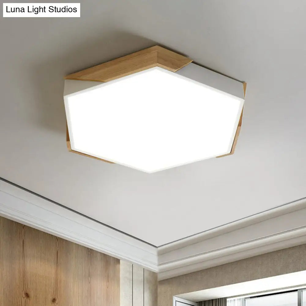 Nordic Style Led Acrylic Hexagon Flush Mount Ceiling Light For Bedroom White / Small