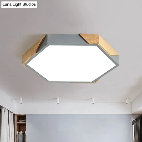 Nordic Style Led Acrylic Hexagon Flush Mount Ceiling Light For Bedroom Grey / Small