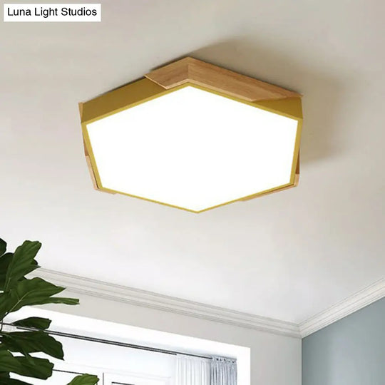 Nordic Style Led Acrylic Hexagon Flush Mount Ceiling Light For Bedroom Yellow / Small