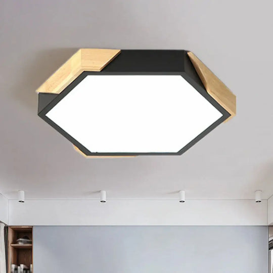 Nordic Style Led Acrylic Hexagon Flush Mount Ceiling Light For Bedroom Black / Small