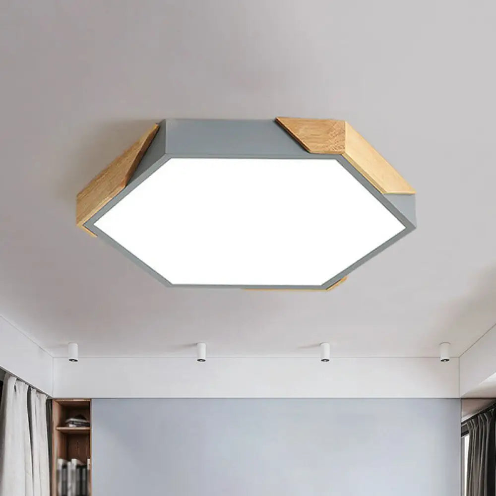 Nordic Style Led Acrylic Hexagon Flush Mount Ceiling Light For Bedroom Grey / Small