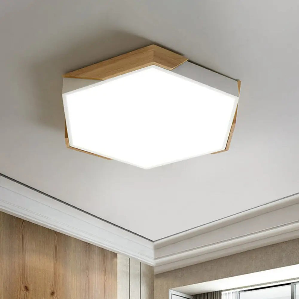 Nordic Style Led Acrylic Hexagon Flush Mount Ceiling Light For Bedroom White / Small