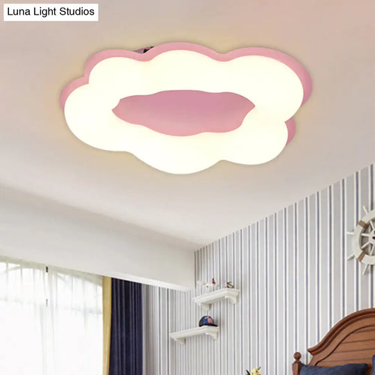 Nordic Style Led Bedroom Ceiling Fixture With Cloud Acrylic Shade - Pink/Blue Finish Pink