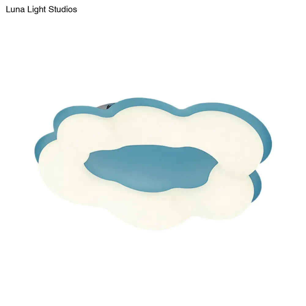 Nordic Style Led Bedroom Ceiling Fixture With Cloud Acrylic Shade - Pink/Blue Finish