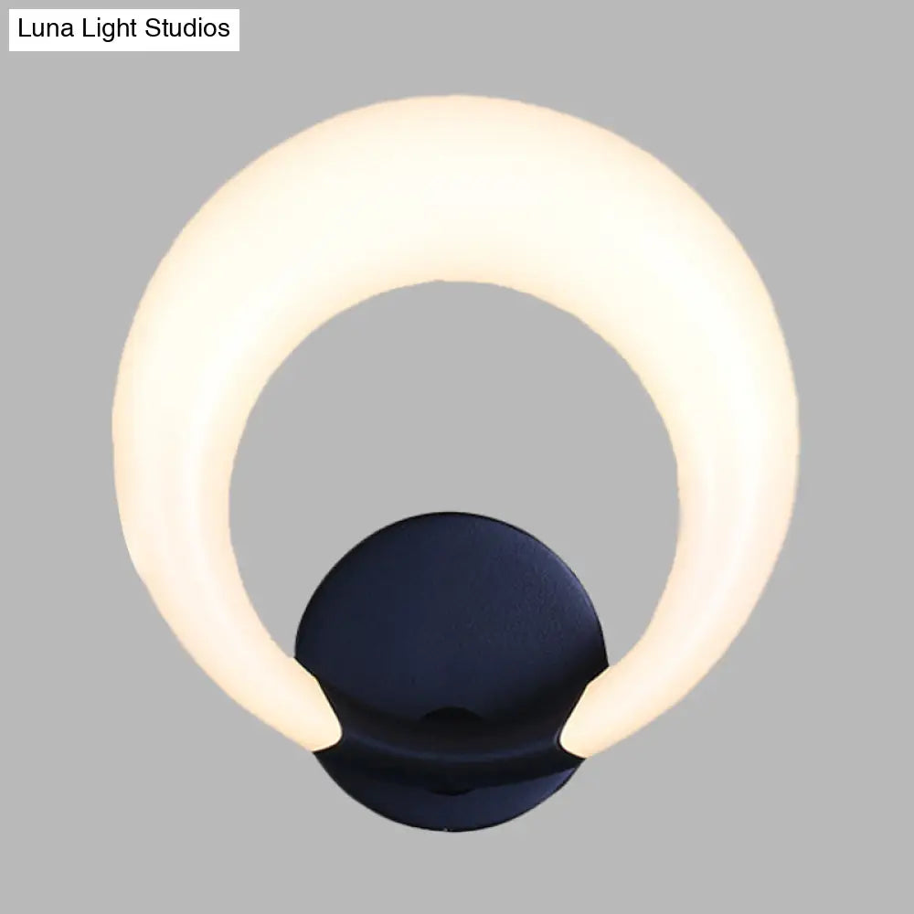 Nordic Style Led Bedside Wall Sconce - White/Black Crescent Moon Acrylic Shade