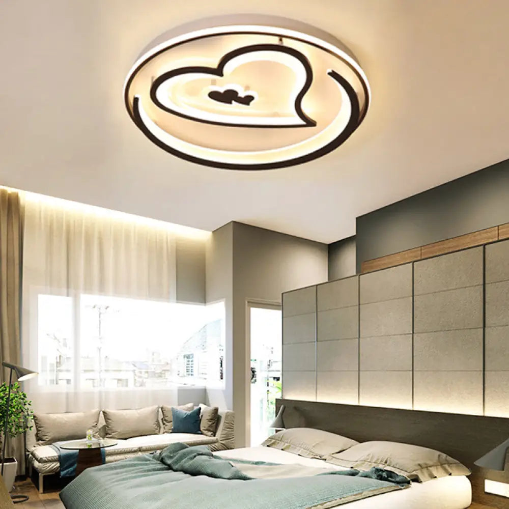 Nordic Style Led Black Acrylic Loving Heart Ceiling Light - Ideal For Hotels And Restaurants /