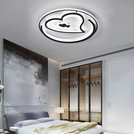 Nordic Style Led Black Acrylic Loving Heart Ceiling Light - Ideal For Hotels And Restaurants /