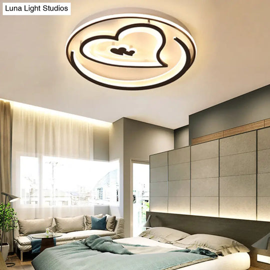 Nordic Style Led Black Acrylic Loving Heart Ceiling Light - Ideal For Hotels And Restaurants / 17