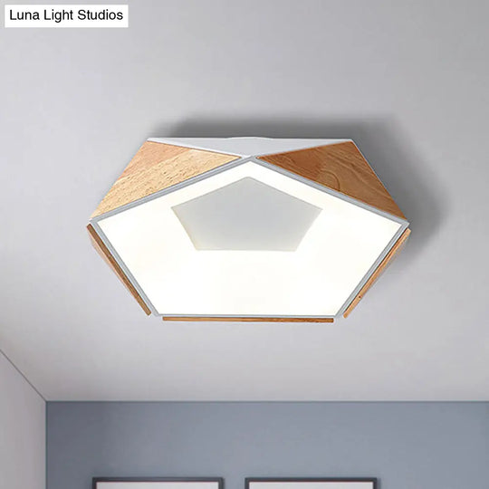 Nordic Style Led Ceiling Lamp Kit In Natural Wood Grey/White/Pink - Warm/White Light 18/21.5 W