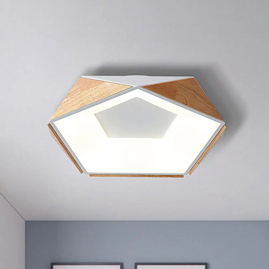 Nordic Style Led Ceiling Lamp Kit In Natural Wood Grey/White/Pink - Warm/White Light 18’/21.5’