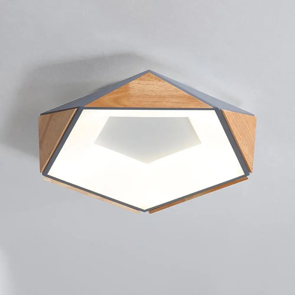 Nordic Style Led Ceiling Lamp Kit In Natural Wood Grey/White/Pink - Warm/White Light 18’/21.5’