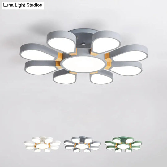 Nordic Style Led Ceiling Lamp - Petal Acrylic Shade Semi Flush Mount