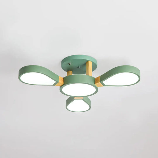 Nordic Style Led Ceiling Lamp - Petal Acrylic Shade Semi Flush Mount 3 / Green Third Gear