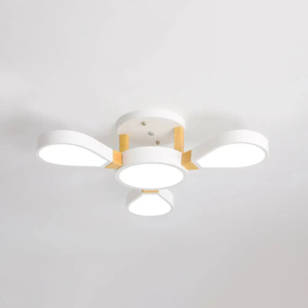 Nordic Style Led Ceiling Lamp - Petal Acrylic Shade Semi Flush Mount 3 / White