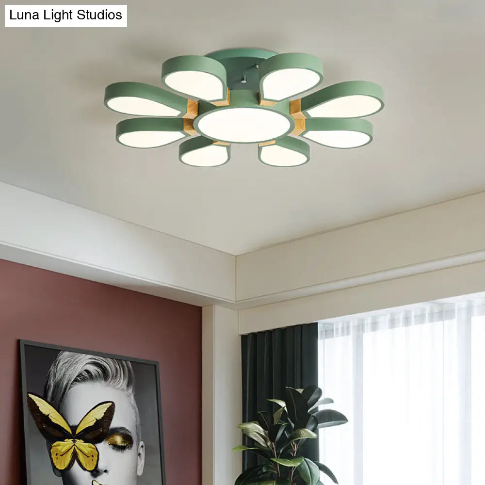 Nordic Style Led Ceiling Lamp - Petal Acrylic Shade Semi Flush Mount