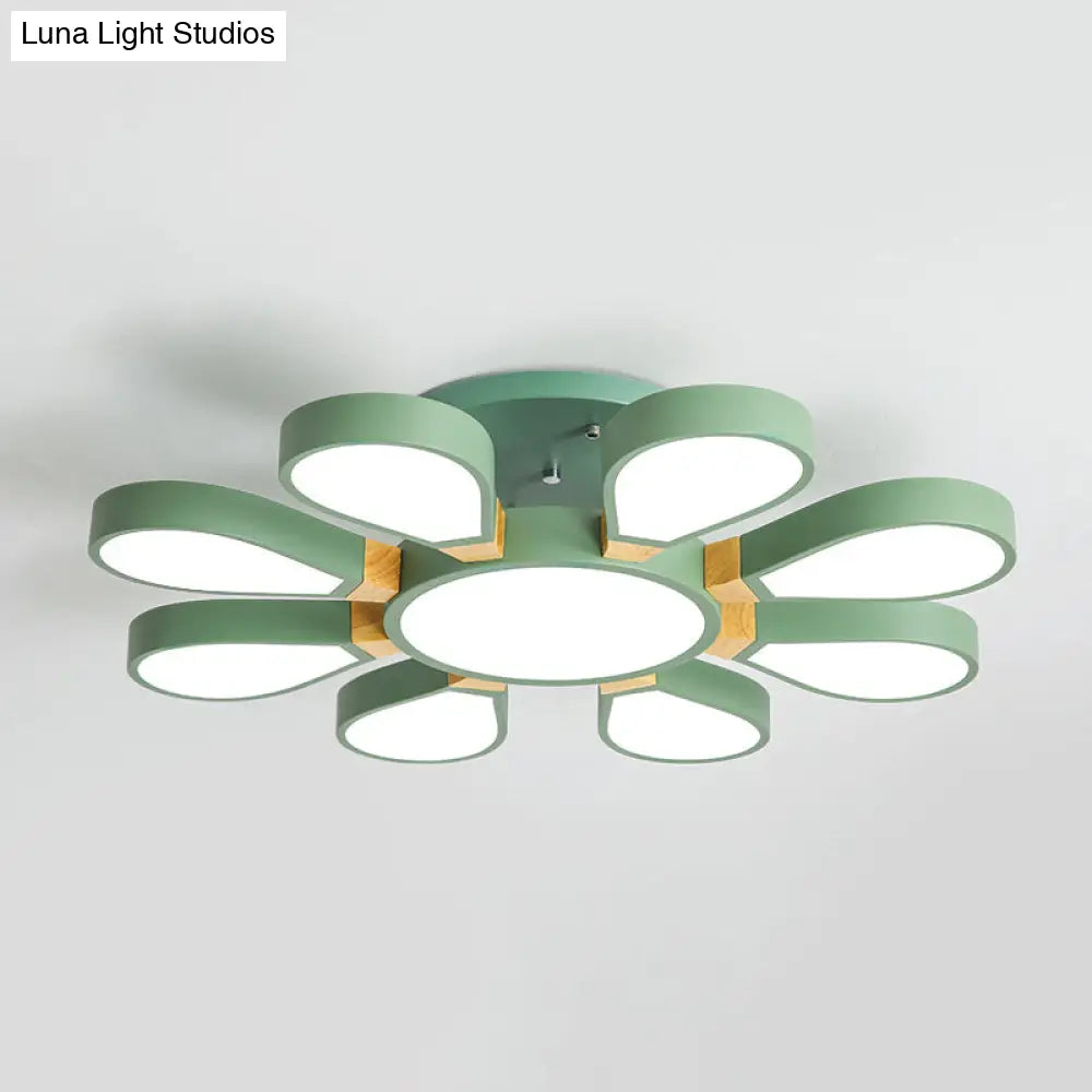 Nordic Style Led Ceiling Lamp - Petal Acrylic Shade Semi Flush Mount 8 / Green Third Gear