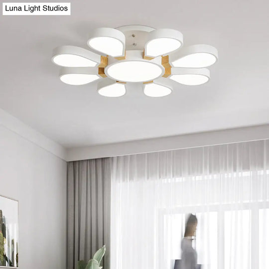 Nordic Style Led Ceiling Lamp - Petal Acrylic Shade Semi Flush Mount