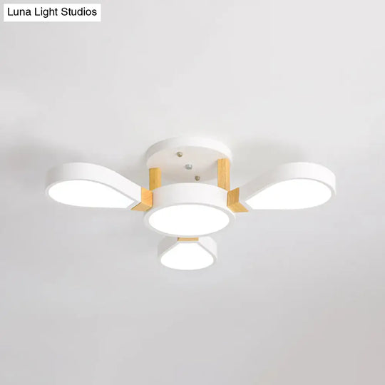 Nordic Style Led Ceiling Lamp - Petal Acrylic Shade Semi Flush Mount 3 / White