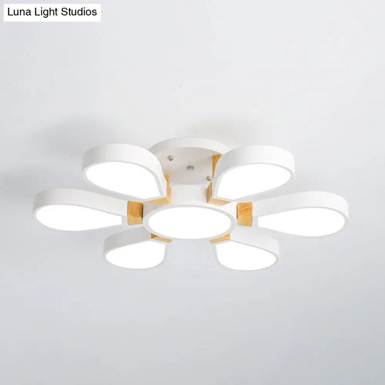 Nordic Style Led Ceiling Lamp - Petal Acrylic Shade Semi Flush Mount 6 / White Third Gear